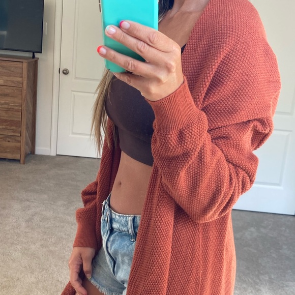 Free people beach, rust cardigan - Picture 2 of 7